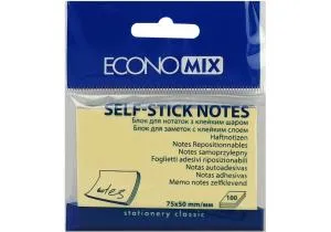 Блок паперу з липким шаром 50х75 мм 100 л пастель мікс Economix E20958, Блоки паперові