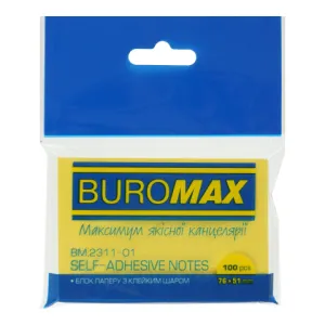Блок бумаги для заметок 51х76 мм BM.2311-01 Buromax желтый, Блоки бумажные