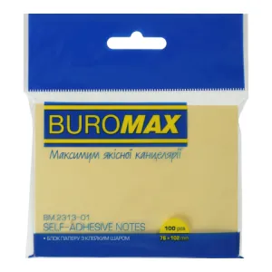 Блок бумаги для заметок 76x102 мм BM.2313-01 Buromax желтый, Блоки бумажные
