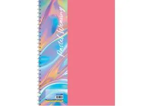 Блокнот А5 ECONOMIX фактура Ткань пастель боковая спираль клетка 80 л E20307, Блокноты - фото 1