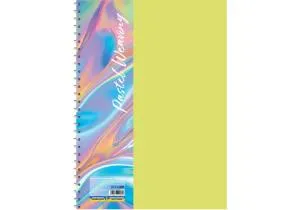 Блокнот А5 ECONOMIX фактура Ткань пастель боковая спираль клетка 80 л E20307, Блокноты - фото 3