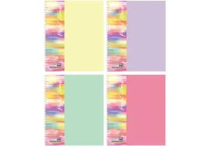 Блокнот А5 ECONOMIX пластиковая обложка фактура песок боковая спираль 80 л клетка ассорти пастел E20316, Блокноты