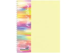 Блокнот А5 ECONOMIX пластиковая обложка фактура песок боковая спираль 80 л клетка ассорти пастел E20316, Блокноты - фото 1