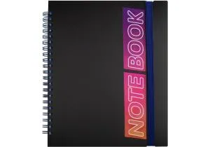 Блокнот Optima B5 пластиковая обложка с резинкой боковая спираль 60 л клетка O25948-01, Блокноты