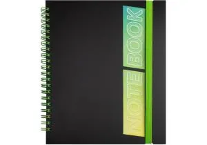 Блокнот Optima B5 пластиковая обложка с резинкой боковая спираль 60 л клетка O25948-01, Блокноты - фото 2