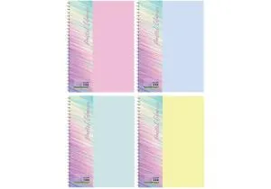 Блокнот ECONOMIX В5 пластикова обкладинка фактура глянець бічна спіраль 60 л клітинка асорті пастел E20314, Блокноти