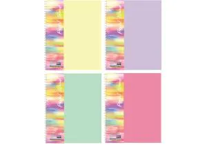 Блокнот ECONOMIX В5 пластикова обкладинка фактура пісок збоку спіраль 60 л клітинка асорті пастель E20315, Блокноти