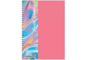 Блокнот ECONOMIX В5 пластиковая обложка фактура ткань боковая спираль 60 л клетка ассорти пастел E20313, Блокноты - фото 1