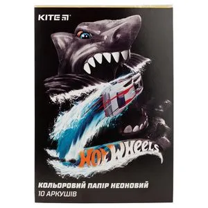 Бумага цветная двусторонняя неоновая 10 листов/5 цветов Hot Wheels Kite HW19-252