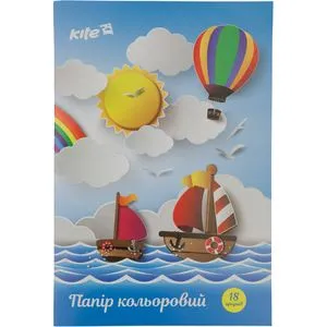 Бумага цветная односторонняя А4 18л/ 9 цветов скоба Kite K17-1250 - Фото 2