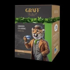 Чай байховый зеленый листовой GRAFF 80 г картон Green Classic Классический зеленый gr.11921, Зелёный