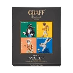 Чай зеленый байховый GRAFF ассорти 48 г 1.5г 32 пакета-саше Ассорти чайных вкусов gr.11747, Зелёный