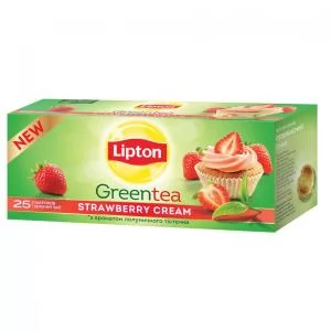 Чай зеленый Lipton Super Tasty Strawberry 25*1,6г/уп 10693277