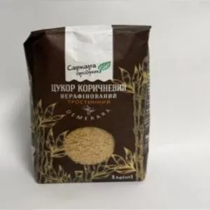 Сахар коричневый Саркара нерафинированный тростниковый 1кг пакет 60001, Сахар