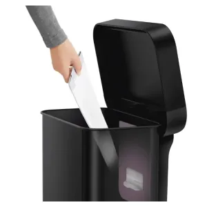 Урна Atma 55л з педаллю чорна матова нержавіюча сталь мішки Q CW2103, Контейнери та урни - фото 1