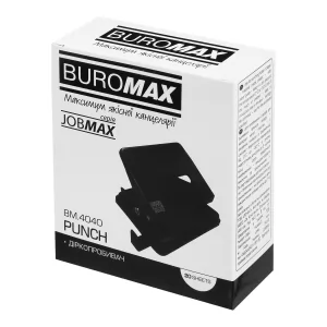 Дырокол металлический Buromax JOBMAX BM.4040-01 до 20 листов черный - Фото 1