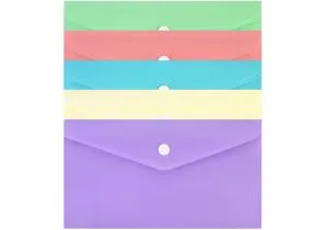 Евроконверт ECONOMIX Е65 на кнопке 180 мкм фактура глянец паст ассорти O31359, Папки-конверты