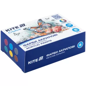 Фарби акрилові 6 металевих кольорів 20 мл Kite Creative K-273