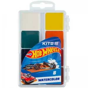 Краски акварельные медовые полусухие Kite Hot Wheels HW23-065 пластиковая упаковка б/к 8 цветов