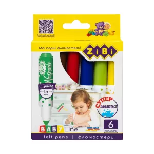 Фломастери ZiBi SUPERWASHABLE SUPER JUMBO BABY Line ZB.2816 6 кольорів