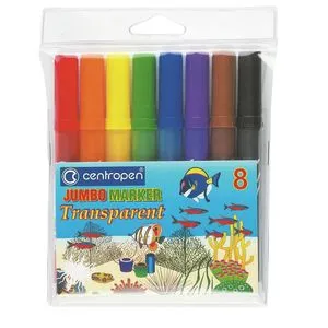 Набір фломастерів JUMBO TRANSPARENT, 8 кольорів, CENTROPEN 8580/08