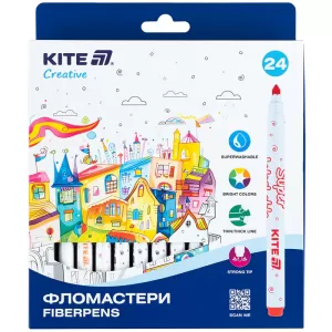 Фломастери 24 шт Kite Creative Superwashable K-1153