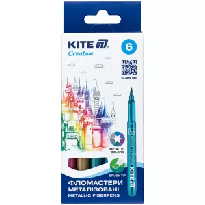 Фломастеры-кисти 6 шт Kite Creative металлизированные K-1149