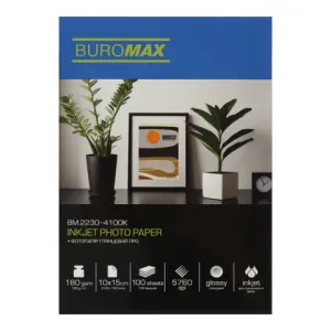 Фотобумага Buromax глянцевая PRO 10х15см 180 г/м2 100 л BM.2230-4100K, Фотобумага для принтеров