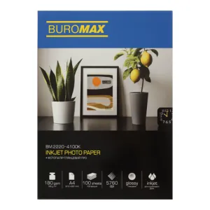 Фотобумага Buromax глянцевая PRO А4 180 г/м 100 л BM.2220-4100K, Фотобумага для принтеров