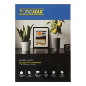 Фотобумага Buromax глянцевая PRO А4 180 г/м2 20 л BM.2220-4020K, Фотобумага для принтеров