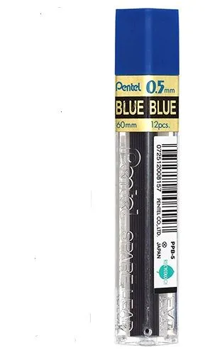 Грифель 0.5 мм HB Hi-Polimer синій 12 шт Pentel PPB-5 - Фото 1