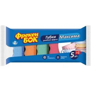 Губки кухонные ФРЕКЕН БОК 5+1шт МАКСИМА с волнистой поверхностью fb.80185, Мочалки и скребки