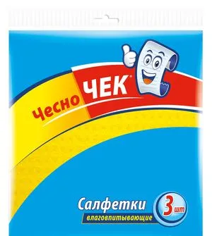 Губки-салфетки прорезиненные 15.5х15см Чесно Чек 3шт 7549 CH 0146389