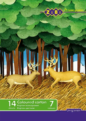 Картон цветной А4 односторонний 14 л/7цветов 230 г/м2 Zibi ZB.1951 - Фото 1
