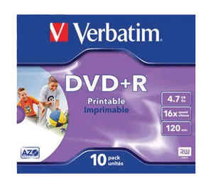 Диск Verbatim DVD-R 4.7 Gb 16 Case Printable 10 d.43508