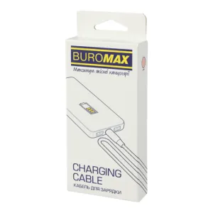 Кабель Buromax нейлоновый плетеный с подсветкой USB for Type-C 27W с передачей данных 1 м BM.0606-14, Кабели для зарядки
