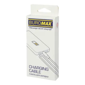Кабель Buromax нейлоновый плетеный с подсветкой USB for Type-C 65W с передачей данных 1 м BM.0607-10, Кабели для зарядки - фото 1