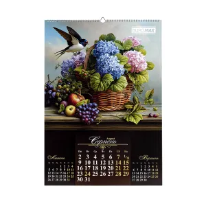 Календарь настенный Buromax 2027 г А2 1 пружина Flowers and birds BM.210650, Календари