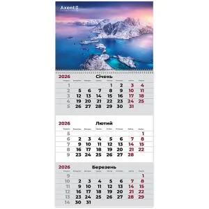 Календарь AXENT настенный квартальный 2026 г Nature 1 8801-26-7-A