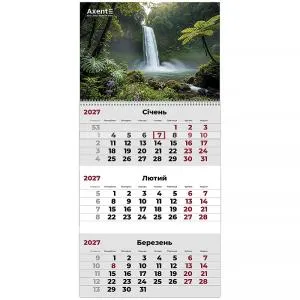 Календарь настенный AXENT квартальный 2027 г 1 пр Watefalls 2 8801-27-11-A, Календари