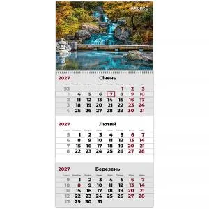 Календарь настенный AXENT квартальный 2027 г 1 пр Watefalls 3 8801-27-12-A, Календари