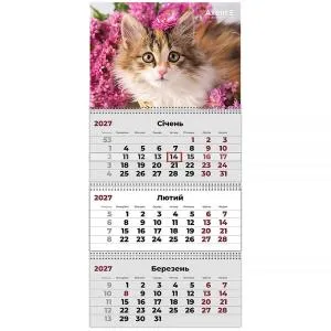 Календарь настенный квартальный 2027 г 3 пр Cats 3 8803-27-9-A, Календари