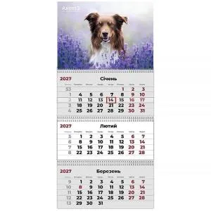 Календарь AXENT настенный квартальный 2027 г 3 пр Dogs 1 8803-27-10-A, Календари