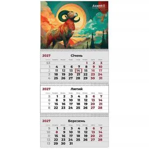 Календарь настенный квартальный AXENT 2027 г 3 пр Goat 2 8803-27-20-A, Календари