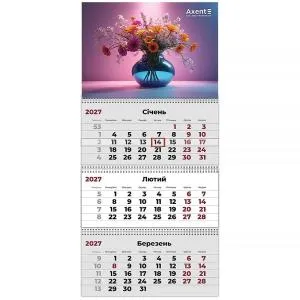 Календарь настенный квартальный AXENT 2027 г 3 пр Magic Flowers 3 8803-27-27-A, Календари