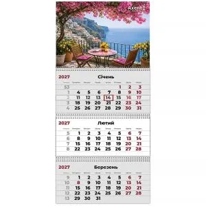 Календарь AXENT настенный квартальный 2027 г 3 пр Romantic 1 8803-27-34-A, Календари