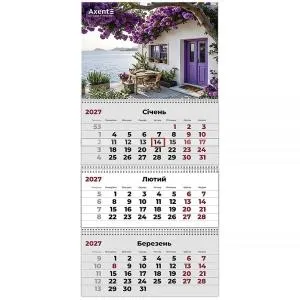 Календарь AXENT настенный квартальный 2027 г 3 пр Romantic 3 8803-27-36-A, Календари