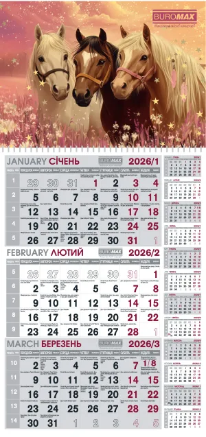 Календар настінний квартальний 2026 Buromax BM.2106, Календарі - фото 9