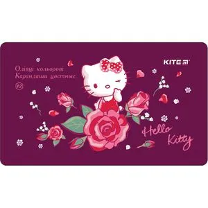 Карандаши цветные трёхгранные мет.пенал 12 шт Hello Kitty Kite HK18-058