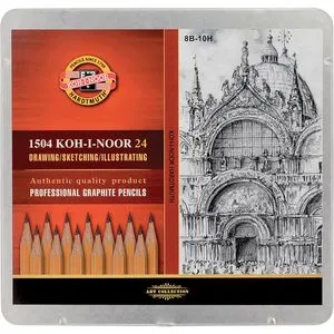 Карандаши графитные 1500 8В-10Н (24 шт) Koh-i-noor 1504 - Фото 1